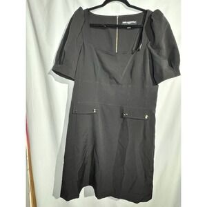 Karl Lagerfeld Black Puff Sleeve Dress Size 14 - NWOT